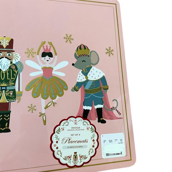 Envogue Pink NUTCRACKER Cork Backed  Christmas Placemats 12x16 Holiday New - Picture 6 of 10